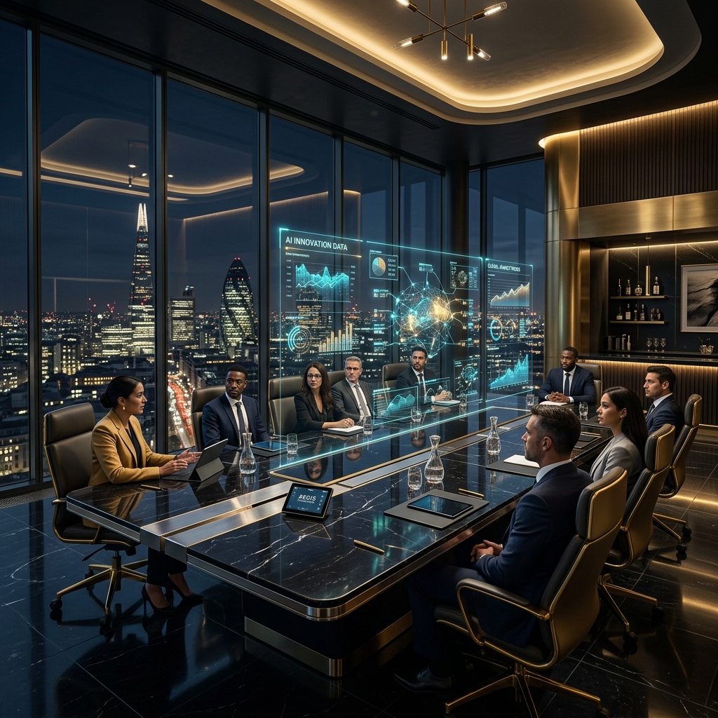 Senior operations executive portrait in corporate headquarters
